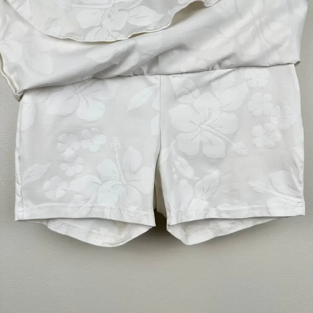 Tzu Tzu Golf Skort Ruffle Hem Floral White XS Tennis Pickleball Resort Active